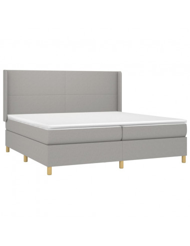 Letto a Molle Materasso e LED Grigio Chiaro 200x200 cm Tessuto