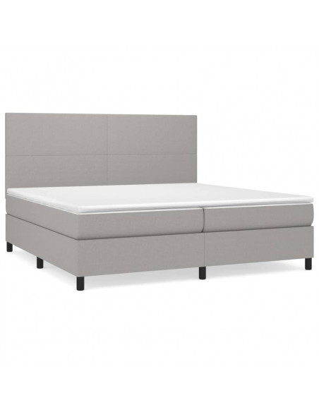 Giroletto a Molle con Materasso Grigio Chiaro 200x200cm Tessuto