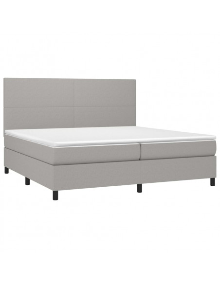 Giroletto a Molle con Materasso Grigio Chiaro 200x200cm Tessuto