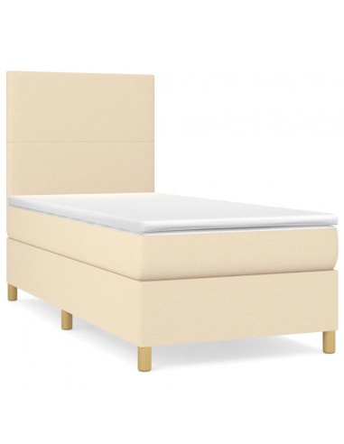 Giroletto a Molle con Materasso Crema 100x200 cm in Tessuto