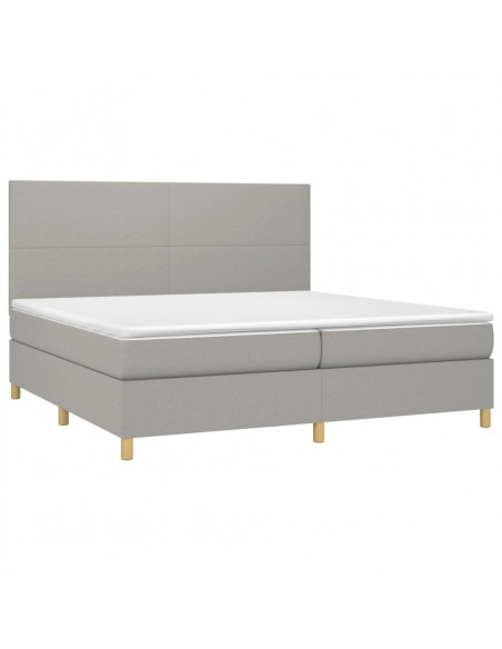Giroletto a Molle con Materasso Grigio Chiaro 200x200cm Tessuto