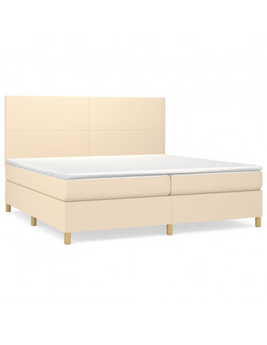 Giroletto a Molle con Materasso Crema 200x200 cm in Tessuto