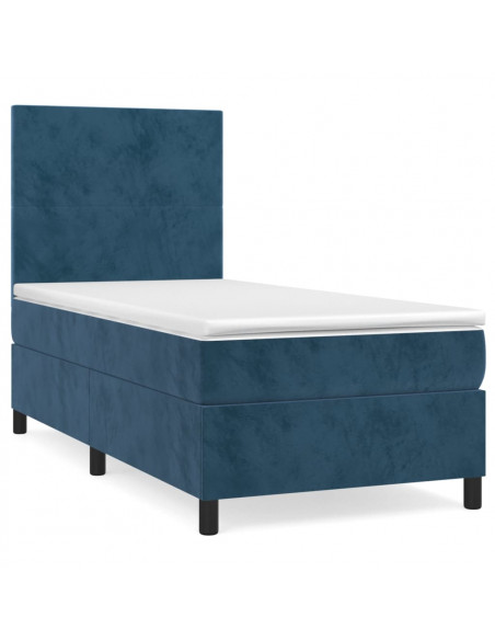 Giroletto a Molle con Materasso Blu Scuro 100x200 cm in Velluto