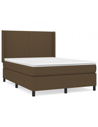 Giroletto a Molle con Materasso Marrone Scuro 140x190cm Tessuto