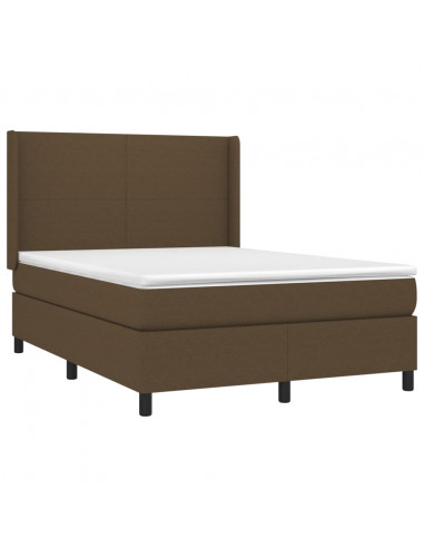 Giroletto a Molle con Materasso Marrone Scuro 140x190cm Tessuto