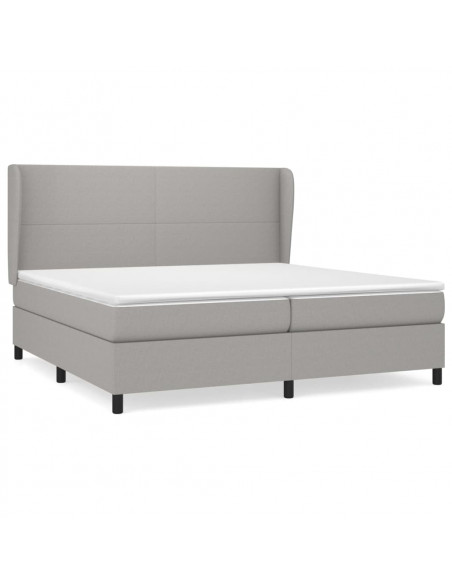 Giroletto a Molle con Materasso Grigio Chiaro 200x200cm Tessuto