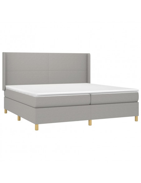 Giroletto a Molle con Materasso Grigio Chiaro 200x200cm Tessuto