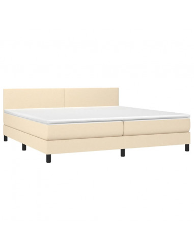 Letto a Molle Materasso e LED bianco 200x200cm in Tessuto