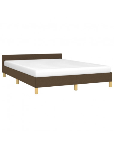 Giroletto con Testiera Marrone Scuro 140x200 cm in Tessuto