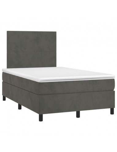 Letto a Molle con Materasso e LED Grigio Scuro 120x200 cm