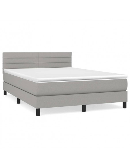 Giroletto a Molle con Materasso Grigio Chiaro 140x200cm Tessuto