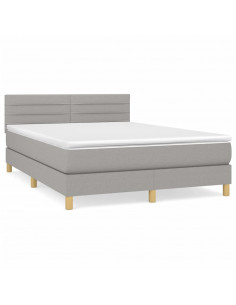 Giroletto a Molle con Materasso Grigio Chiaro 140x200cm Tessuto 2