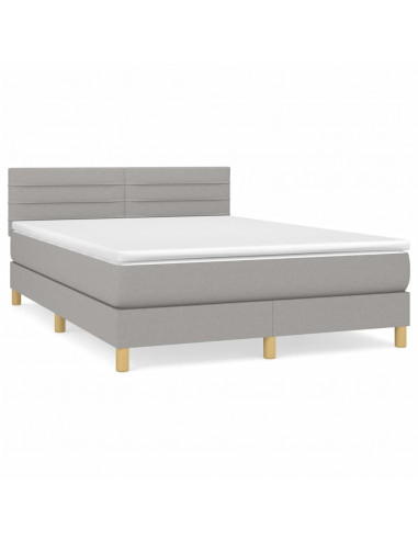 Giroletto a Molle con Materasso Grigio Chiaro 140x200cm Tessuto