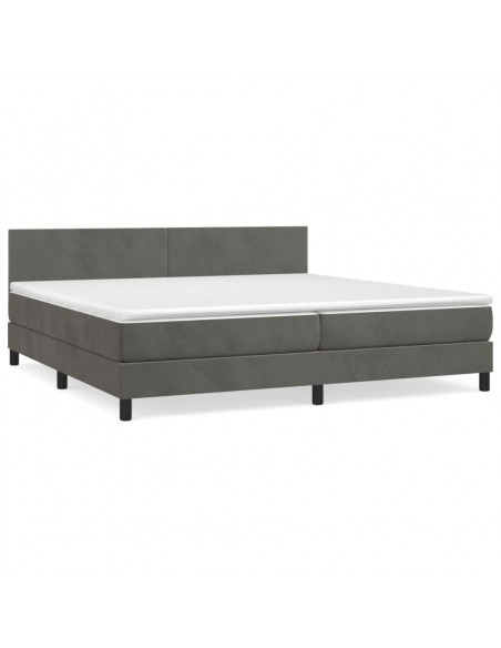 Giroletto a Molle con Materasso Grigio Scuro 200x200 cm Velluto