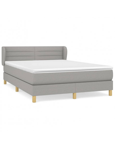 Giroletto a Molle con Materasso Grigio Chiaro 140x200cm Tessuto