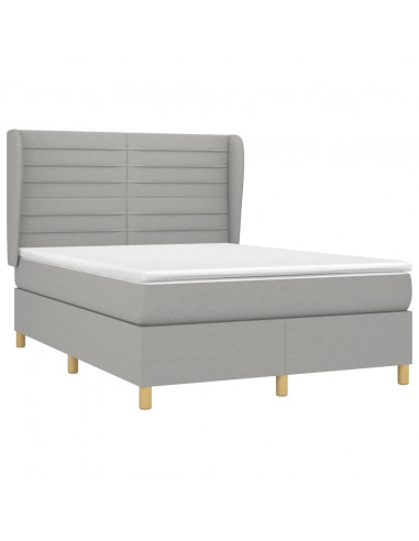 Giroletto a Molle con Materasso Grigio Chiaro 140x200cm Tessuto