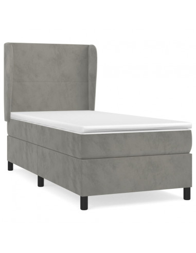 Giroletto a Molle con Materasso Grigio Chiaro 90x200 cm Velluto