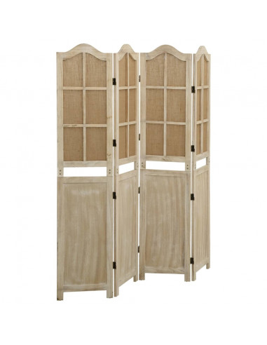 Divisorio a 4 Pannelli Marrone 140x165 cm in Tessuto