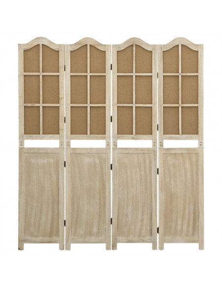 Divisorio a 4 Pannelli Marrone 140x165 cm in Tessuto