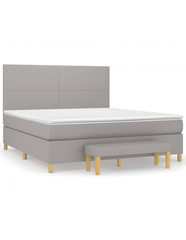 Giroletto a Molle con Materasso Grigio Chiaro180x200 cm Tessuto