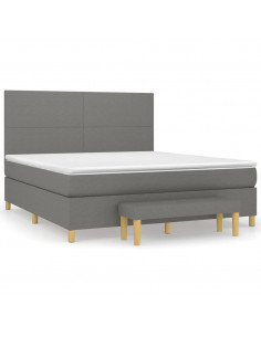 Giroletto a Molle con Materasso Grigio Scuro 180x200 cm Tessuto 2