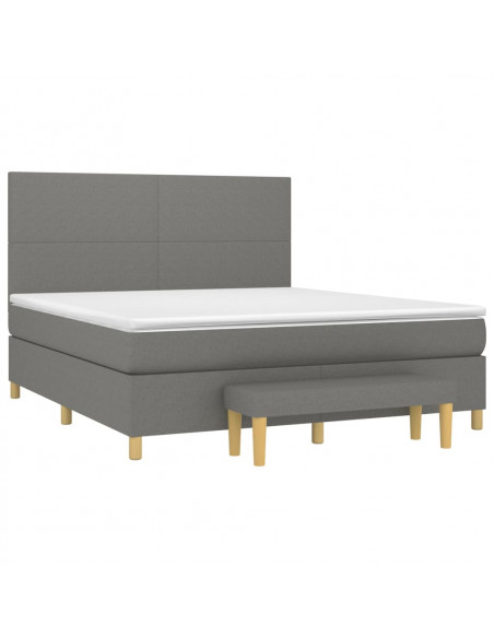 Giroletto a Molle con Materasso Grigio Scuro 180x200 cm Tessuto
