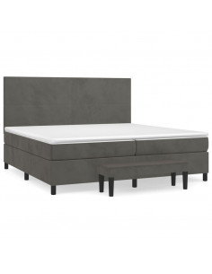 Giroletto a Molle con Materasso Grigio Scuro 200x200 cm Velluto 2