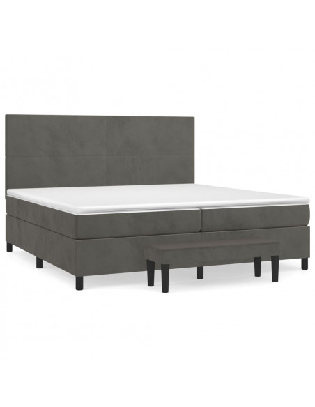 Giroletto a Molle con Materasso Grigio Scuro 200x200 cm Velluto