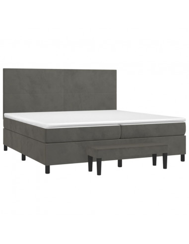 Giroletto a Molle con Materasso Grigio Scuro 200x200 cm Velluto