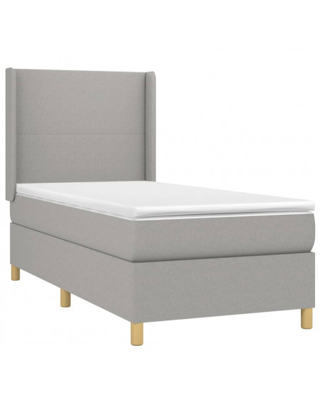 Letto a Molle Materasso e LED Grigio Chiaro 90x200 cm Tessuto