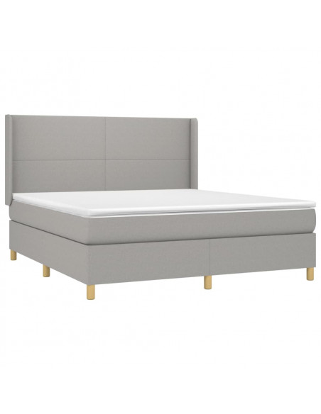 Letto a Molle Materasso e LED Grigio Chiaro 180x200 cm Tessuto