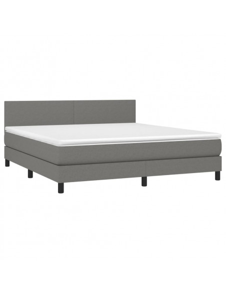 Giroletto a Molle con Materasso Grigio Scuro 180x200 cm Tessuto