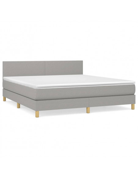 Giroletto a Molle con Materasso Grigio Chiaro180x200 cm Tessuto