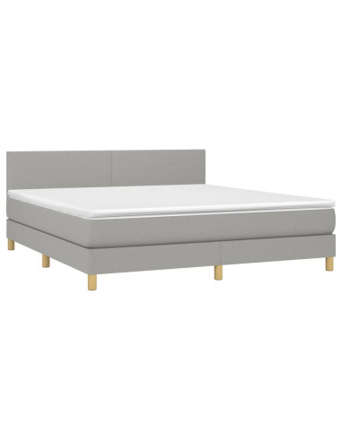 Giroletto a Molle con Materasso Grigio Chiaro180x200 cm Tessuto