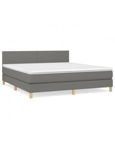 Giroletto a Molle con Materasso Grigio Scuro 180x200 cm Tessuto