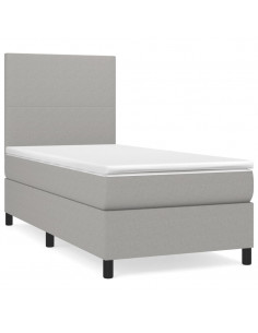 Giroletto a Molle con Materasso Grigio Chiaro 90x190 cm Tessuto 2