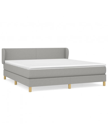 Giroletto a Molle con Materasso Grigio Chiaro180x200 cm Tessuto