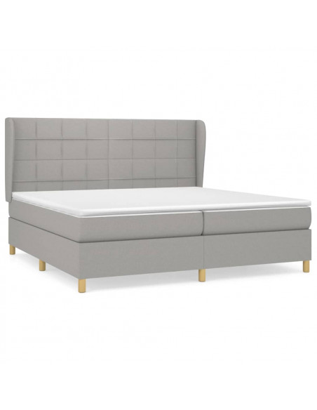 Giroletto a Molle con Materasso Grigio Chiaro 200x200cm Tessuto