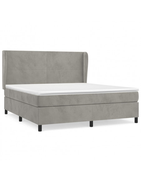 Giroletto a Molle con Materasso Grigio Chiaro 180x200cm Velluto