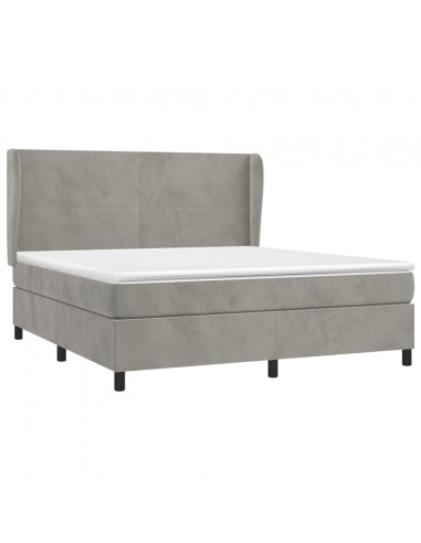 Giroletto a Molle con Materasso Grigio Chiaro 180x200cm Velluto