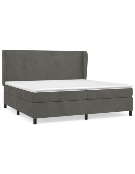 Giroletto a Molle con Materasso Grigio Scuro 200x200 cm Velluto