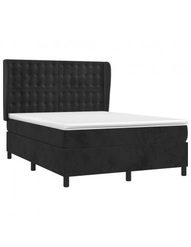 Giroletto a Molle con Materasso Nero 140x200 cm in Velluto