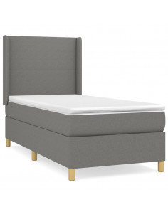 Giroletto a Molle con Materasso Grigio Scuro 90x190 cm Tessuto 2