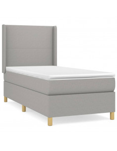 Giroletto a Molle con Materasso Grigio Chiaro 90x200 cm Tessuto 2