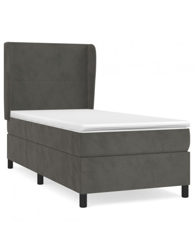 Giroletto a Molle con Materasso Grigio Scuro 80x200 cm Velluto