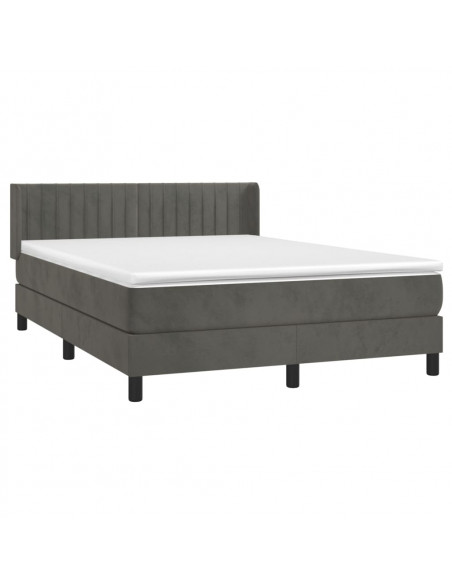Giroletto a Molle con Materasso Grigio Scuro 200x200 cm Velluto