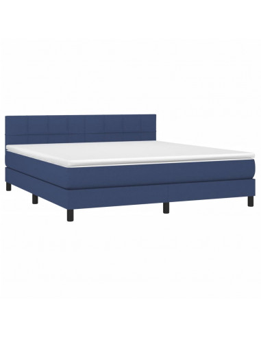 Letto a Molle con Materasso e LED Blu 180x200 cm in Tessuto