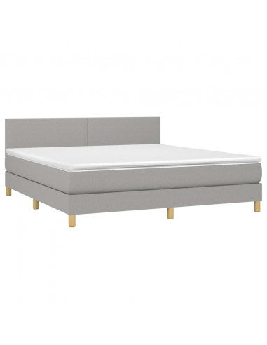 Letto a Molle Materasso e LED Grigio Chiaro 180x200 cm Tessuto