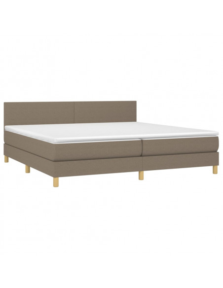Letto a Molle Materasso e LED tortora 200x200cm in Tessuto