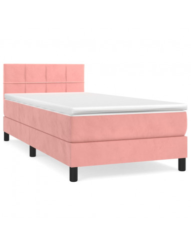 Giroletto a Molle con Materasso Rosa 100x200 cm in Velluto